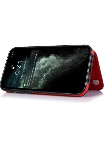 Kart Sahibi ile IPhone 13 Pro Max Pu Deri Kart Yuvaları Için Cüzdan Kılıf (Yurt Dışından)