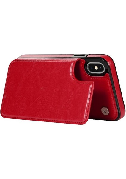 Kart Tutucu Kickstand Çift Manyetik ile IPhone Xs Max Için Cüzdan Kılıf (Yurt Dışından)