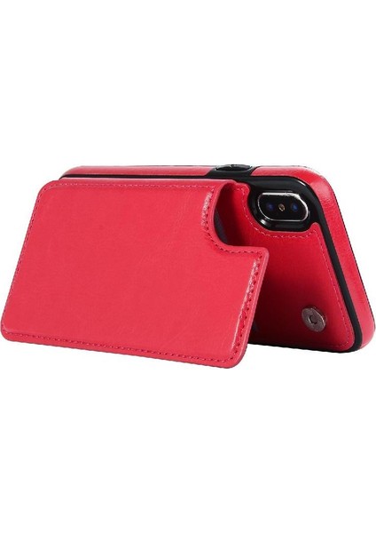 Cüzdan Kılıf IPhone X/xs Kickstand Kart Yuvaları ile Pu Deri Kart (Yurt Dışından)