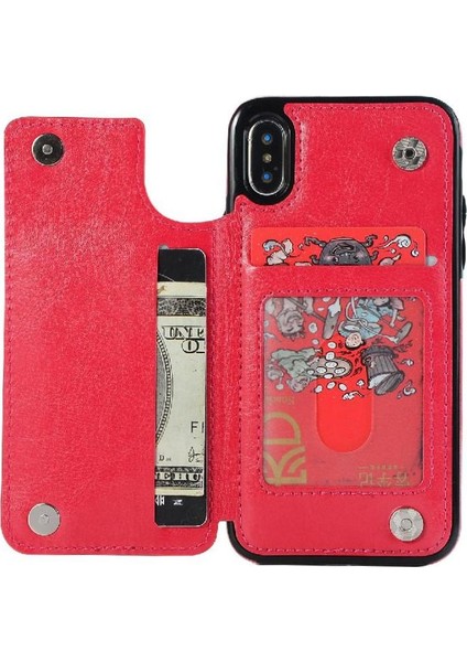 Cüzdan Kılıf IPhone X/xs Kickstand Kart Yuvaları ile Pu Deri Kart (Yurt Dışından)