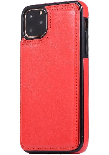 Kart Tutucu Kart Yuvaları Toka ile IPhone 11 Pro Pu Deri Için Cüzdan Kılıf (Yurt Dışından)