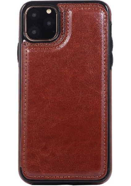 Kart Tutucu Kart Yuvaları Toka ile IPhone 11 Pro Pu Deri Için Cüzdan Kılıf (Yurt Dışından)