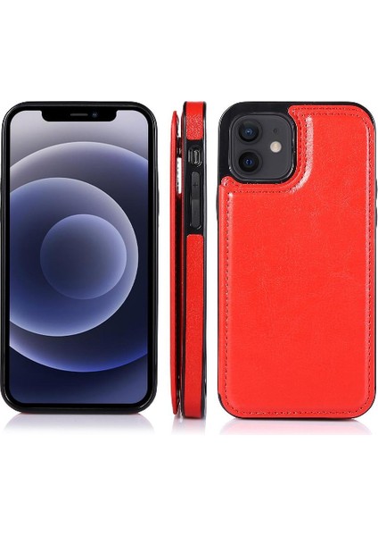 IPhone 12 Için Cüzdan Durumda Çift Manyetik Toka Kart Yuvaları ile Kickstand (Yurt Dışından)