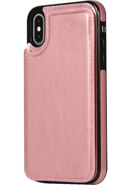 Kart Tutucu Kickstand Çift Manyetik ile IPhone Xs Max Için Cüzdan Kılıf (Yurt Dışından)