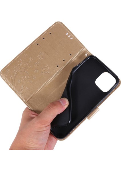 IPhone 12 Için Filp Durumda Pro Max Kart Tutucu Bilek Kayışı Pu Deri Kapatma (Yurt Dışından)