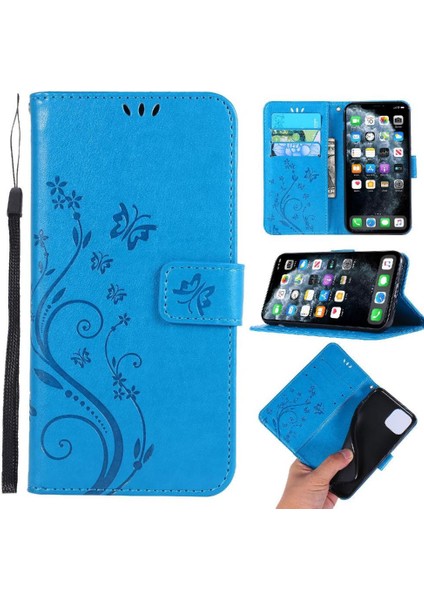 IPhone 11 Için Filp Durumda Pro Max Kart Tutucu Bilek Kayışı Kickstand Pu (Yurt Dışından)