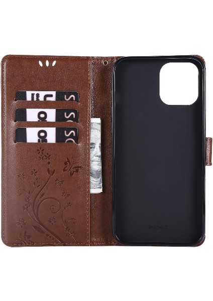 IPhone 14 Için Filp Durumda Pro Max Pu Deri Kart Tutucu Kickstand Bilek (Yurt Dışından)