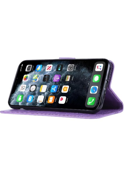 IPhone 12 Için Filp Durumda Pro Max Kart Tutucu Bilek Kayışı Pu Deri Kapatma (Yurt Dışından)
