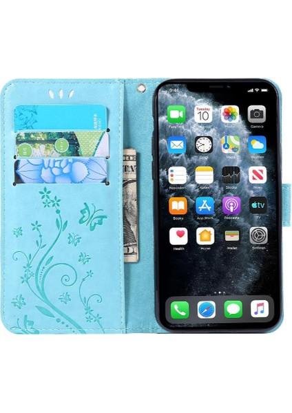 IPhone 12 Için Filp Durumda Pro Max Kart Tutucu Bilek Kayışı Pu Deri Kapatma (Yurt Dışından)