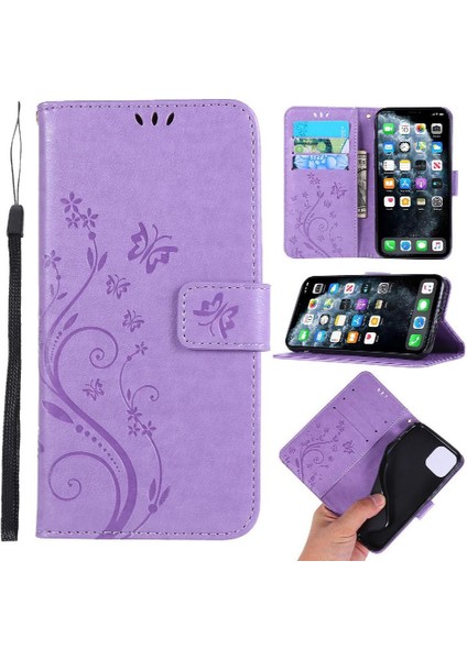 IPhone 11 Için Filp Durumda Pro Max Kart Tutucu Bilek Kayışı Kickstand Pu (Yurt Dışından)