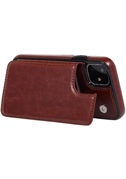 Kart Tutucu Çift ile IPhone 11 Pu Deri Kickstand Için Cüzdan Kılıf (Yurt Dışından)