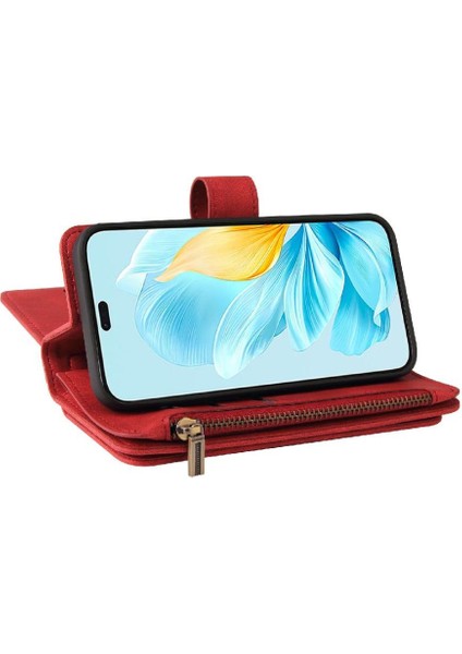 Onur Için Cüzdan Telefon Kılıfı 200 Lite 5g Pu Deri Manyetik Kapatma Poket (Yurt Dışından)