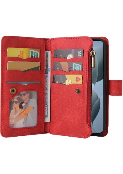 Cüzdan Telefon Kılıfı Için Xiaomi Redmi K70 Onbeş Kart Yuvaları Fermuar Poket Pu (Yurt Dışından) fırsatları