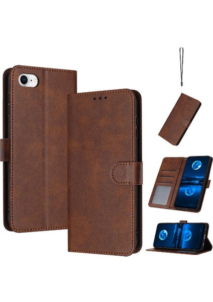 Kart Yuvası ile IPhone 7/8 Saf Renk Için Flip Case Pu Deri ile (Yurt Dışından)