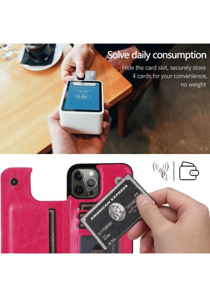 Kart Tutucu ile IPhone 14 Pro Max Pu Deri Kickstand Için Cüzdan Kılıf (Yurt Dışından)