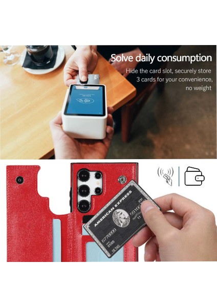 Samsung Galaxy S24 Ultra Kart Yuvaları Için Cüzdan Kılıf Pu Deri Çift (Yurt Dışından) fiyatları