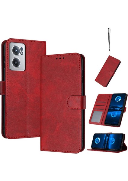 Kart Yuvası Saf Renk ile Toka ile Oneplus Nord Ce2 5g Için Flip Case (Yurt Dışından)