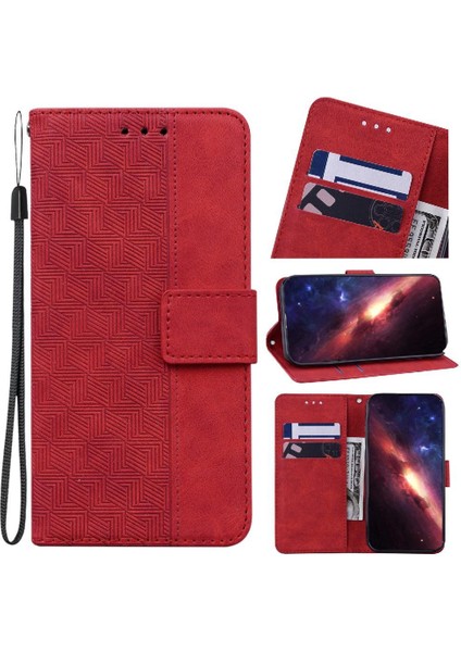 Samsung Galaxy S24 Fe Cüzdan Kapak Için Flip Case Geometrik Kabartmalı Pu (Yurt Dışından)