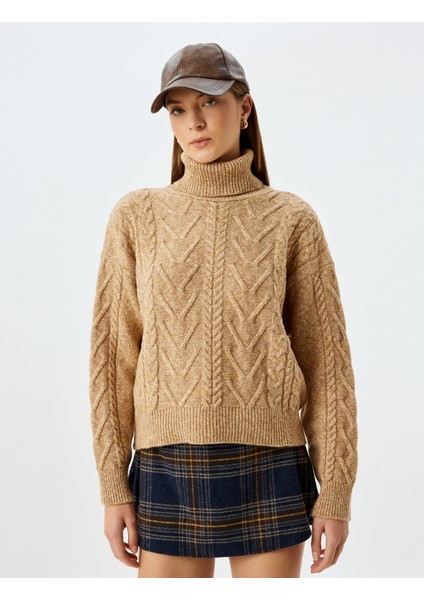 x Sima Tarkan - Uzun Kollu Saç Örgü Dokulu Balıkçı Yaka Triko Kazak modelleri