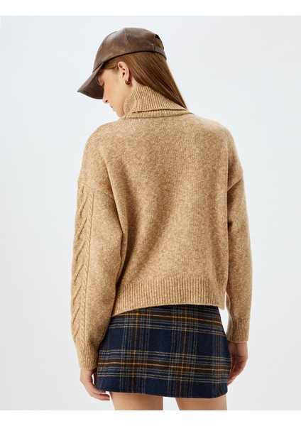 x Sima Tarkan - Uzun Kollu Saç Örgü Dokulu Balıkçı Yaka Triko Kazak fırsatları