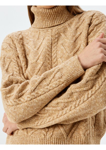 x Sima Tarkan - Uzun Kollu Saç Örgü Dokulu Balıkçı Yaka Triko Kazak indirimleri