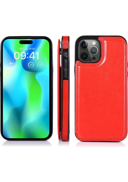 Kart Tutucu ile IPhone 14 Pro Max Pu Deri Kickstand Için Cüzdan Kılıf (Yurt Dışından)