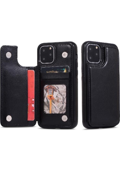 Kart Tutucu Kickstand ile IPhone 11 Pro Max Pu Deri Için Cüzdan Kılıf (Yurt Dışından)