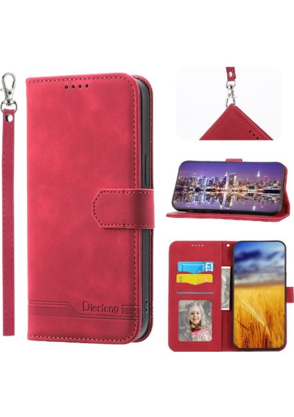 IPhone 14 Için Flip Case Pro Max Manyetik Kapatma Kart Yuvaları Bileklik (Yurt Dışından)