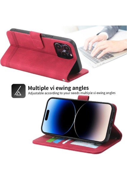 IPhone 14 Için Flip Case Pro Max Manyetik Kapatma Kart Yuvaları Bileklik (Yurt Dışından)
