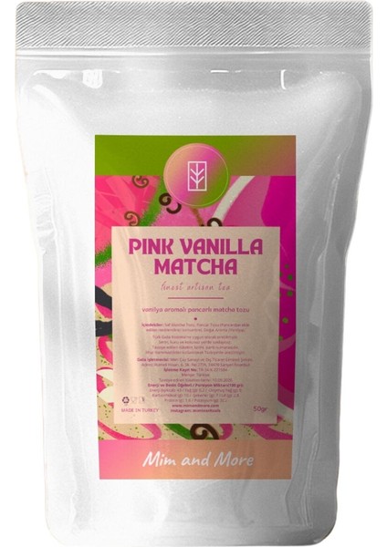 Vanilya Aromalı Pembe Superfood Matcha tozu 50 gr