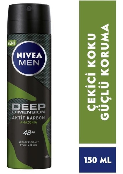 MEN Erkek Çeyiz Seti, Deep Dimension Duş Jeli 500ml, Tıraş Sonrası Losyon 100ml, Sprey 150ml, Roll-on Deodorant 50ml