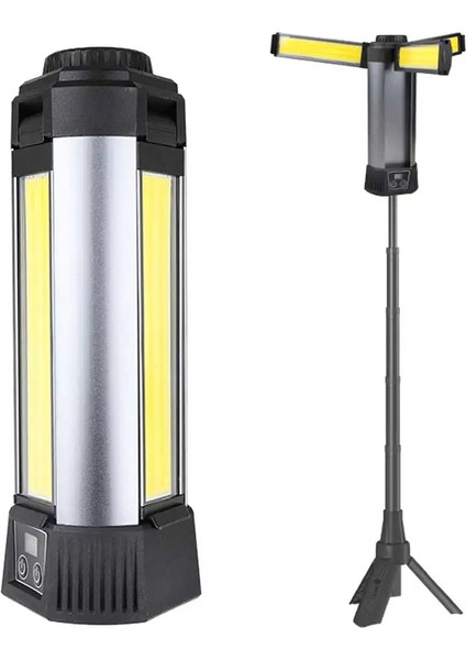 Powermaster PM-24566 35 Watt USB - Type-C Girişli P50 ve Cob Ledli 3 Kanatlı Kollu Çalışma Lambası