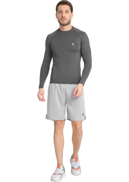 Erkek Uzun Kollu Antrasite Fit Compression Spor Body Tshirt DMN1453874353