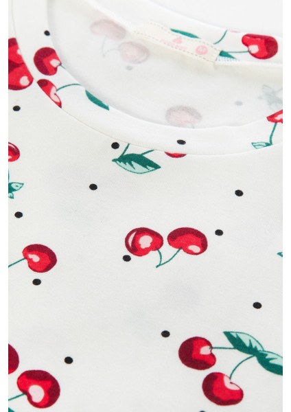 Kadın Kiraz Desenli Kısa Kollu Şortlu Pijama Takımı