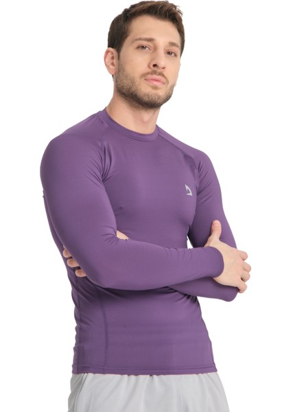 Erkek Uzun Kollu Mor Ter Tutmaz Fit Compression Spor Body Tshirt DMN1453797995