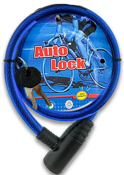 Autolock Çelik Halatlı Bisiklet-Scooter-Bebek Arabası Kilidi - (Yedek Anahtarlı)