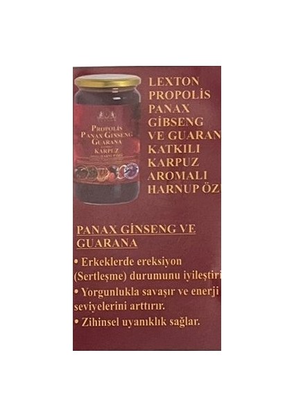 Propolis Panax Ginseng Guarana Katkılı Karpuz Aromalı Keçiboynuzu (Harnup) Özü 310 gr