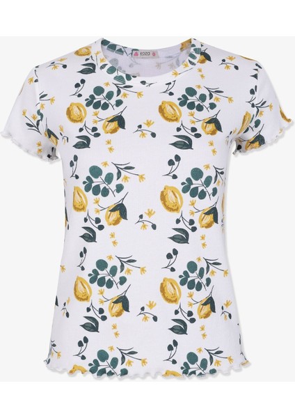Kadın Pamuklu Baby Overloklu Limon Desenli Şortlu Pijama Takımı