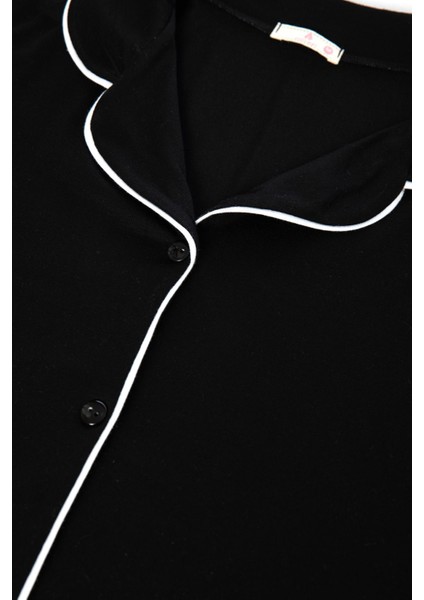 Kadın Viskon - Yumuşak Dokulu Düğmeli Biyeli Bol Paça Pijama Takımı fiyatları