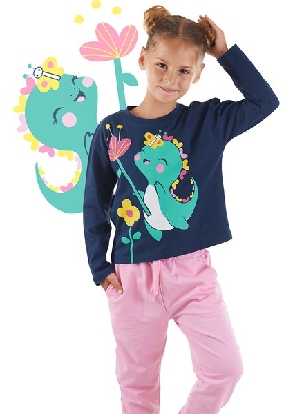 Tatlı Dino Kız Çocuk T-Shirt Pantolon Takım