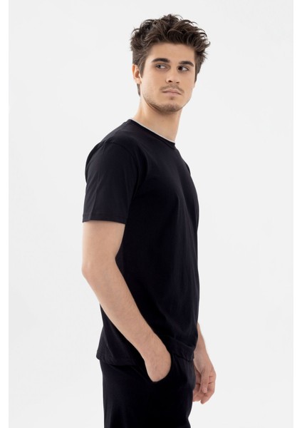Erkek Double Yaka Şortlu Pijama Takımı Lacivert
