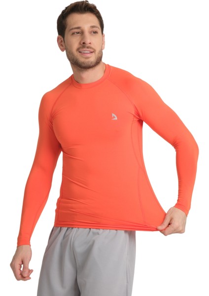 Erkek Uzun Kollu Orange Esnek Fit Compression Spor Body Tshirt DMN1453797118 modelleri