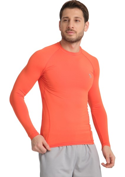 Erkek Uzun Kol Orange Esnek Fit Compression Spor Body Tshirt fiyatları