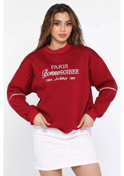 Kadın Üç Iplik Şardonlu Nakışlı Sweatshirt