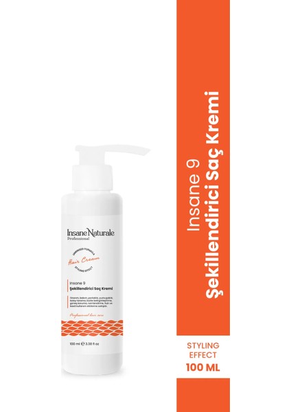 Şekillendirici, Bukle Belirginleştirici Saç Bakım ve Onarım Kremi (Insane 9), 100ml- Valiz-Seyehat Boy
