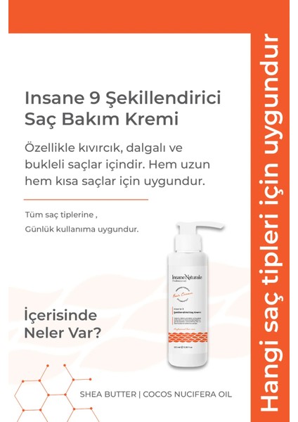 Şekillendirici, Bukle Belirginleştirici Saç Bakım ve Onarım Kremi (Insane 9), 100ml- Valiz-Seyehat Boy fiyatları