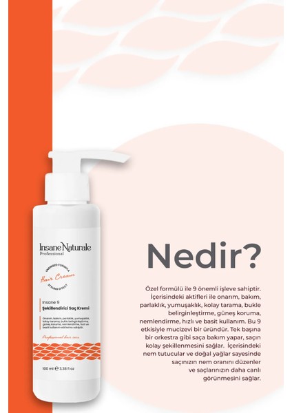 Şekillendirici, Bukle Belirginleştirici Saç Bakım ve Onarım Kremi (Insane 9), 100ml- Valiz-Seyehat Boy modelleri