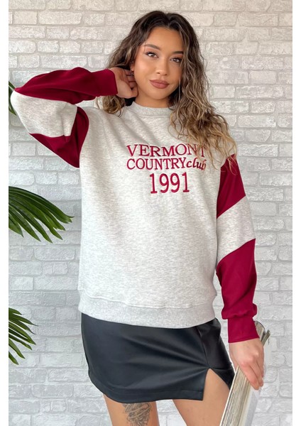 Üç Iplik Şardonlu Renk Garnili Kadın Sweatshirt