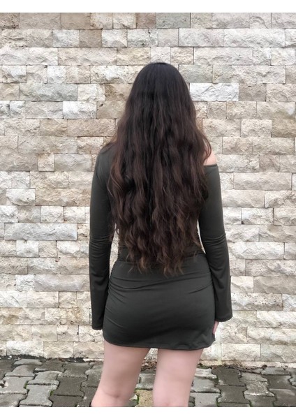 Kadın Tek Omuz Açık Büzgülü Sandy Elbise