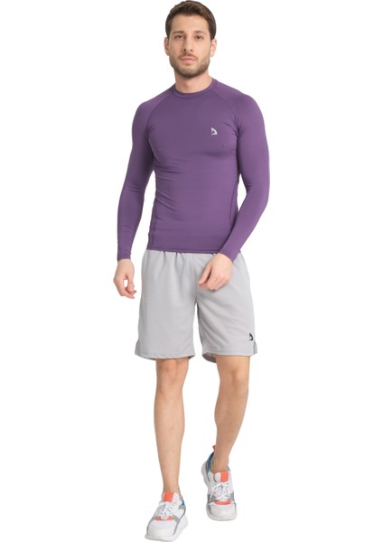 Erkek Uzun Kollu Mor Ter Tutmaz Fit Compression Spor Body Tshirt DMN1453797995 fırsatları